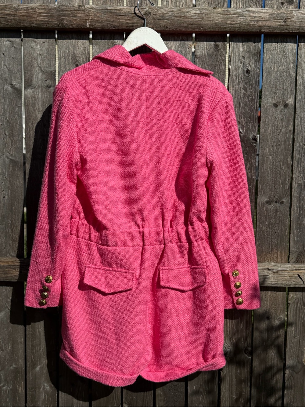 Pink Tweed Textured Button-Front Jacket - Picture 2 of 3